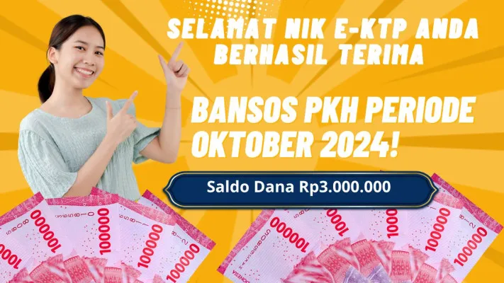 Selamat NIK e-KTP anda berhasil terima saldo dana bansos PKH Rp3.000.000. (Poskota/Syania Nurul Lita Baikuni)