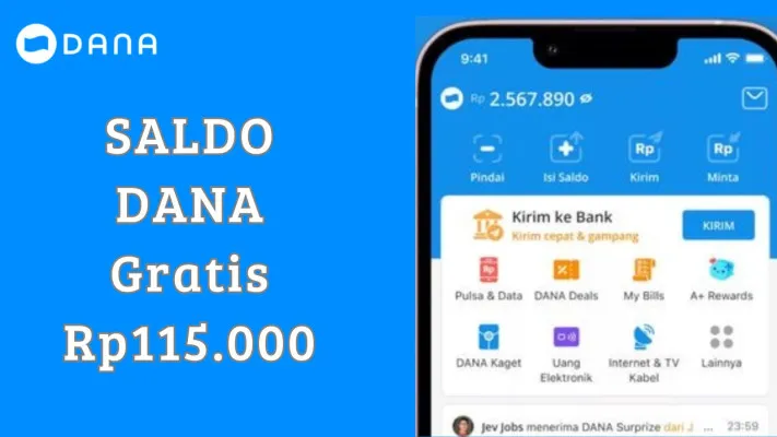 Cara klaim saldo DANA gratis Rp115.000 dalam sekali tarik masuk dompet elektronik. (Poskota/Syania Nurul Lita Baikuni)
