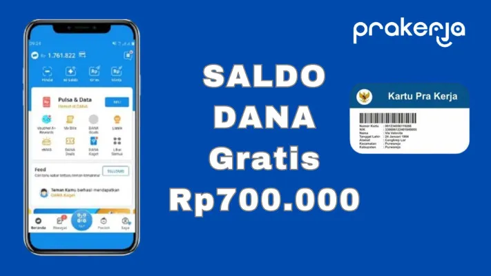 Saldo DANA gratis Prakerja Rp700.000 masuk dompet elektronik sekarang. (Poskota/Syania Nurul Lita Baikuni)