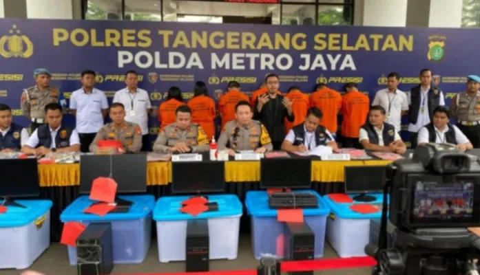 Sebanyak 7 pelaku judi online atau judol diringkus Satuan Reserse dan Kriminal Polres Tangerang Selatan. (Dok PMJ)