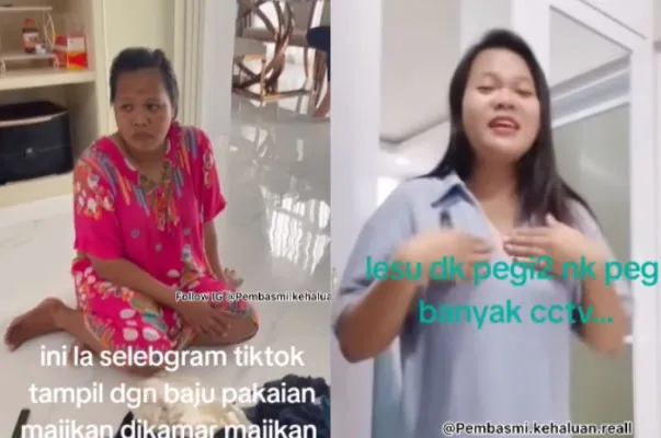 Momen ART ketahuan pakai baju majikan demi konten TikTok.(Tangkap Layar Instagram/@pembasmi.kehaluan.reall)