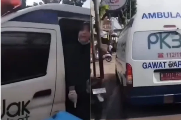 Viral aksi pria yang meminta ambulans menepi saat tangani pasien darurat.(Tangkap Layar Instagram/@mood.jakarta)