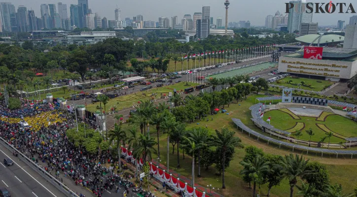 Foto udara gedung MPR/DPR.(Poskota/Ahmad Tri Hawaari)