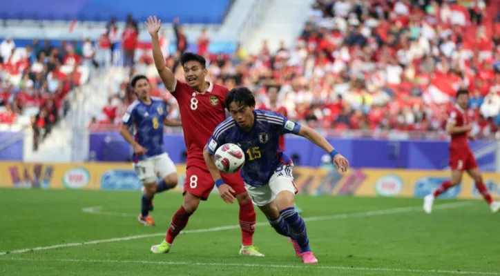 Potret pertandingan Timnas Indonesia vs Jepang. (pssi)