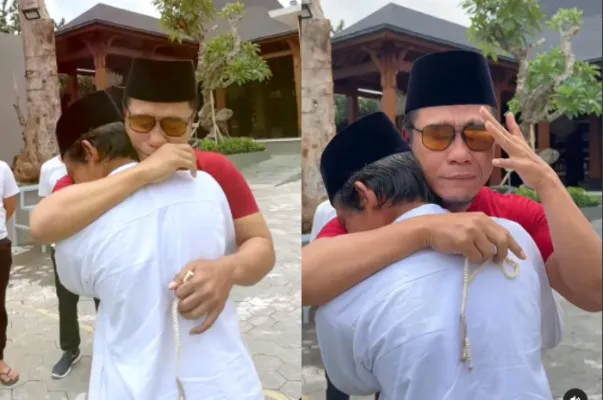 Momen Sunhaji pedagang es teh viral pamit umroh kepada Gus Miftah.(Tangkap Layar Instagram/@imamjazuli76)