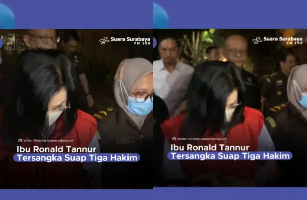 Ibu Ronnald Tannur ditetapkan sebagai tersangka suap dalam kasus yang meimpa anaknya oleh Kejagung, Senin 4 November 2024. (X/@radiosuarasurabaya)