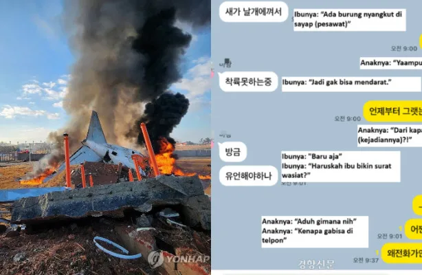 Di media sosial terutama X, beredar pesan terakhir para korban Jeju Air dalam kecelakaan pesawat tersebut. Salah satunya adalah pesan yang dikirim untuk ibunya. (X@LAmag/@tang__kira)