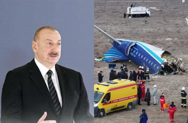 Presiden Azerbaijan Ilham Aliyev menuduh bahwa pesawat yang jatuh di Kazakhstan, yang menewaskan 38 orang, ditembak jatuh oleh Rusia, meskipun tidak disengaja. (X/@Curve251/@IlhamAliyev)