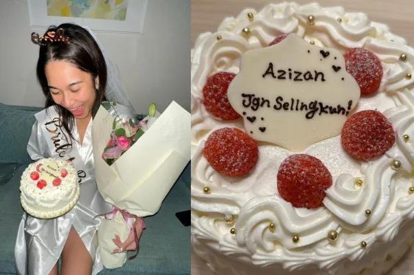 Netizen dibuat salah fokus dengan kue bridal shower Azizah Salsha.(Instagram/@annyaerica)