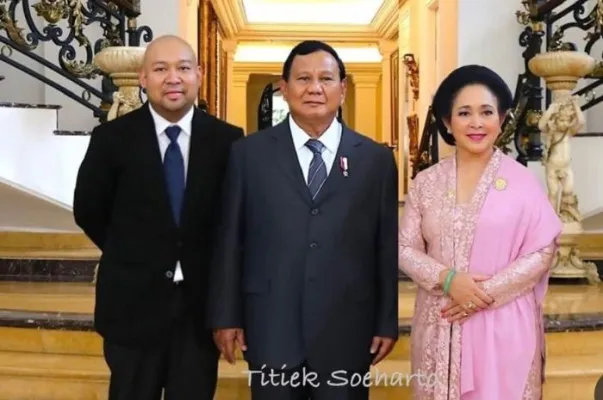 Potret kebersamaan Prabowo Subianto, Titiek Soeharto dan sang anak, Didit Hediprasetyo. (X/@DokterTifa)