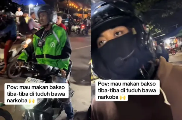 Momen seorang pria dicegat empat orang mengaku polisi menuduh bawa paket narkoba.(Tangkap Layar Instagram/@medsos_rame)