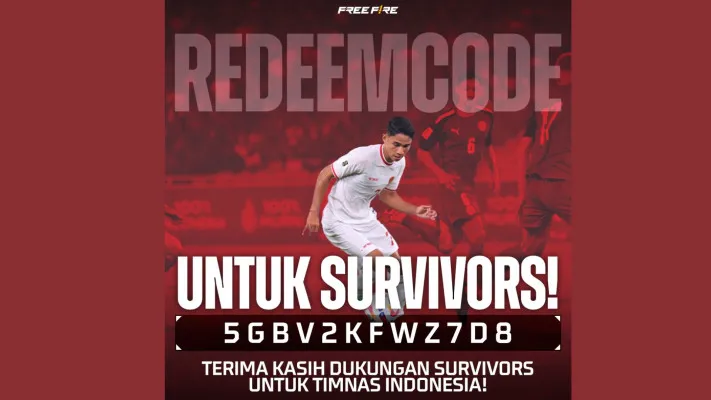 Kode Redeem Free Fire FF edisi khusus dukung Timnas sepakbola Indonesia di ajang Kualifikasi Piala Dunia 2026. (Garena Free Fire Indonesia)