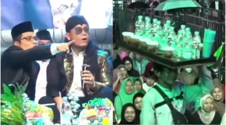 Gus Miftah ejek tukang es teh yang berjualan di pengajian membuat netizen geram. (Kolase Capture TikTok @feedgramindo3)