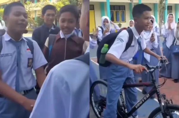 Viral anak SMA patungan beli sepeda untuk teman sekelasnya.(Tangkap Layar Instagram/@folkative)