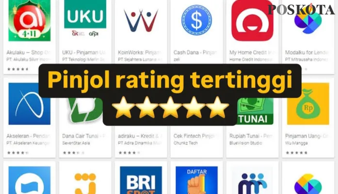 Berikut 19 apikasi pinjol terbaik tahun 2024 dengan rating tertinggi di google play store.(Poskota/Shandra)