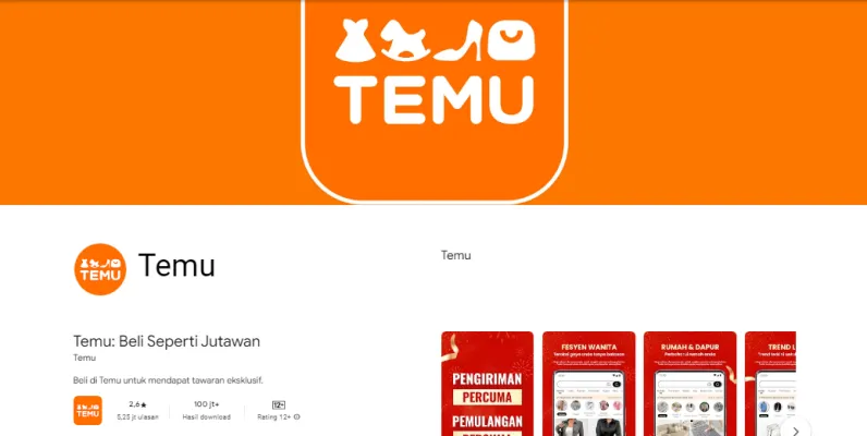 Kominfo beri sanksi pada aplikasi TEMU yang dinilai tak sesuai dengan syarat di Indonesia. (Google Play)