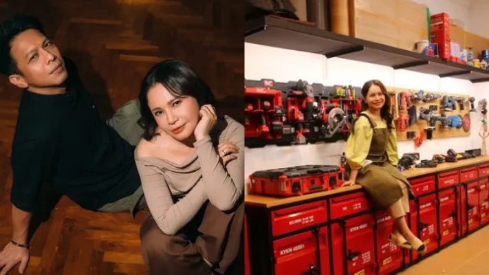 (Kiri) Ariel NOAH dan Rossa dalam photoshot lagu Nada-Nada Cinta. (Kanan) Rossa sedang di workshop yang diduga berada di kediaman baru Ariel NOAH. (Musica Studios/Instagram/@itsrosaa910)