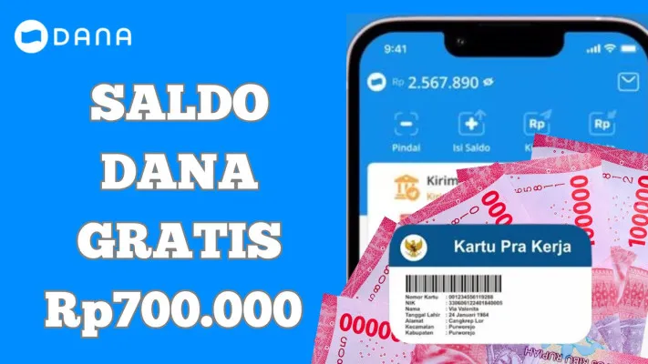 Dompet elektronik anda masuk daftar untuk klaim saldo DANA gratis Rp700.000 melalui Prakerja. (Poskota/Syania Nurul Lita Baikuni)