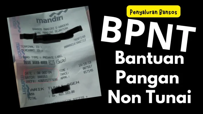 Bukti struk penarikan dana bansos BPNT Rp400.000 yang cair ke KKS Bank Mandiri di akhir tahun. (FB/Info Bantuan Sosial/Neni Nuraeni)