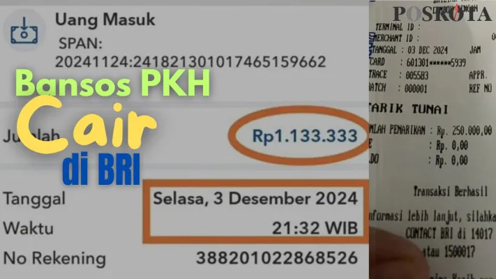 Tangkapan layar bukti setruk pencairan Dana Bansos PKH Tahap 6 November-Desember di rekening BRI. (YouTube DUNIA BANSOS/Fani Ferdiansyah)