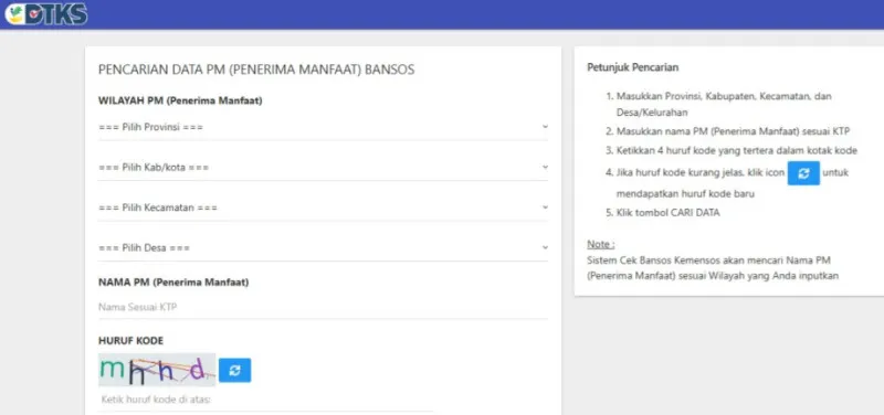 Simak cara praktis cek bansos kemensos tanpa install aplikasi.(Laman cekbansos.kemensos)