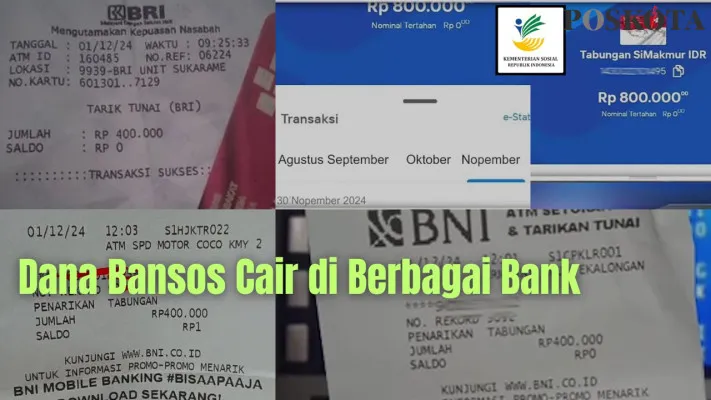 Ilustrasi - Kolase pencairan saldo dana Bansos BPNT di sejumlah Bank Himbara 1 Desember 2024. (YouTube @INFO BANSOS/Fani Ferdiansyah)