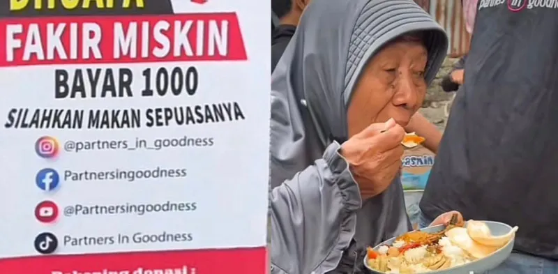 Warung nasi baru Bogor bayar seribu. (Tiktok : @Partners In Goodness)