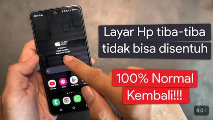 Atasi layar Hp tak bisa disentuh atau touchscreen tidak berfungsi. Tangkap layar/YouTube/TutorInd