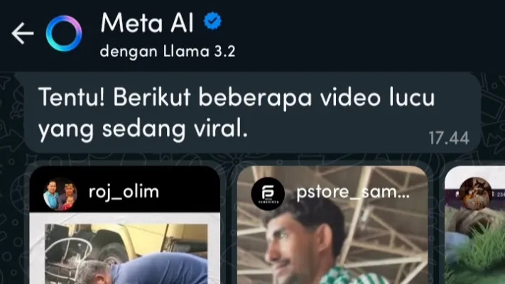 Cara tambah penghasilan di Meta AI WhatsApp. (WhatsApp/Neni Nuraeni)