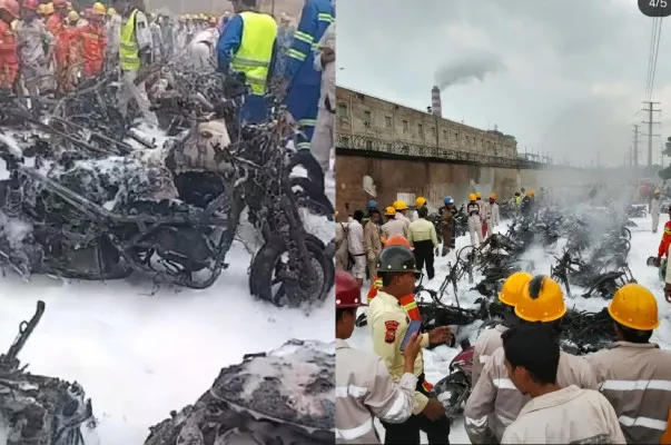 Peristiwa nahas di sebuah perusahaan, ratusan motor habis terbakar di area parkiran.(Tangkap Layar Instagram/@folkshitt)