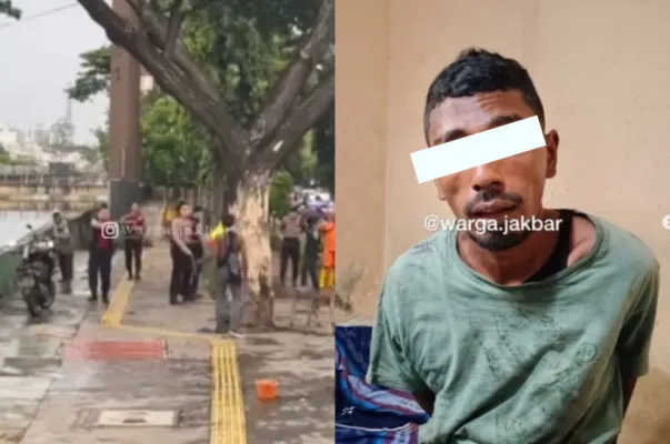 Pria misterius serang polisi di Jakarta Barat menggunakan senjata tajam seusai menghentikan bus Transjakarta.(Tangkap Layar Instagram/@warga.jakbar)