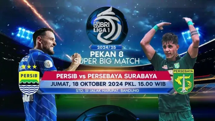 link live streaming persib bandung vs persebaya. (indosiar)