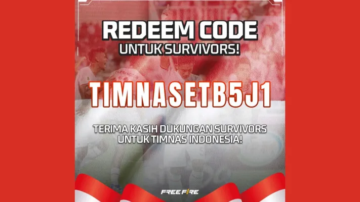 Kode Redeem Free Fire edisi khusus dukung timnas Indonesia di Kualifikasi Piala Dunia. (Free Fire Indonesia)