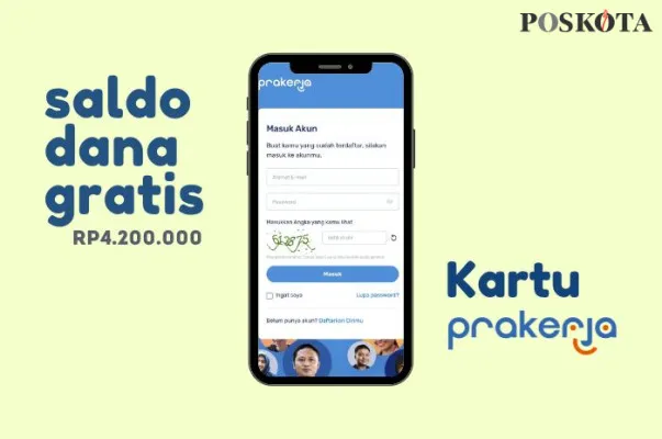 Klaim saldo dana gratis Rp4,2 juta dari Kartu Prakerja. (Poskota/Della Amelia)