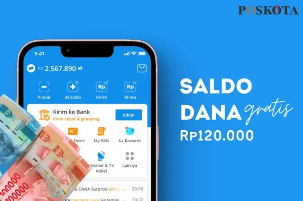 Cara cairkan saldo DANA gratis Rp120.000 masuk ke dompet elektronik. (Poskota.co.id/Della Amelia)