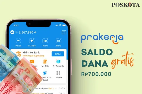 Klaim saldo DANA gratis Rp700.000 dari program Kartu Prakerja. (Poskota.co.id/Della Amelia)