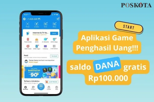 Berikut cara klaim saldo DANA gratis Rp100.000 dari aplikasi game penghasil uang ini.(Poskota/Iko Sara Hosa)