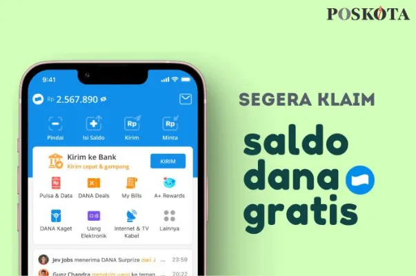 Klaim saldo DANA gratis Rp453.000 via link DANA Kaget terbaru. (Poskota.co.id/Della Amelia)