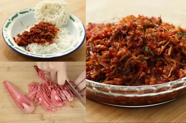 Berikut ini resep sambal teri kecombrang ala Devina Hermawan.(Tangkap Layar YouTube/Devina Hermawan)