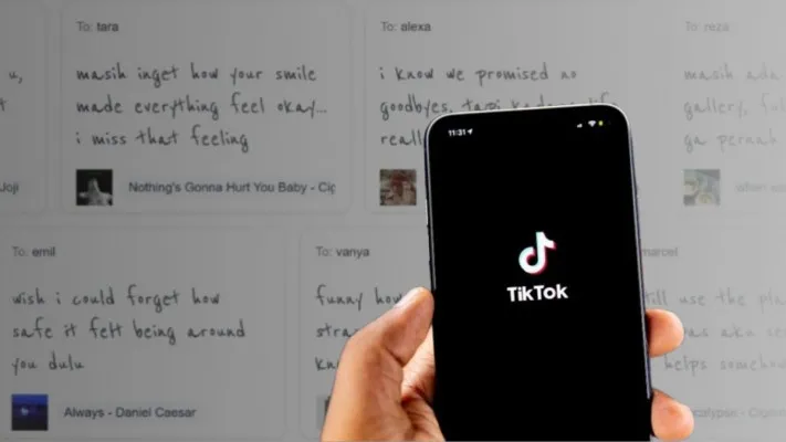 cara mengirim pesan di send the song yang viral di tiktok. (poskota/faiz)