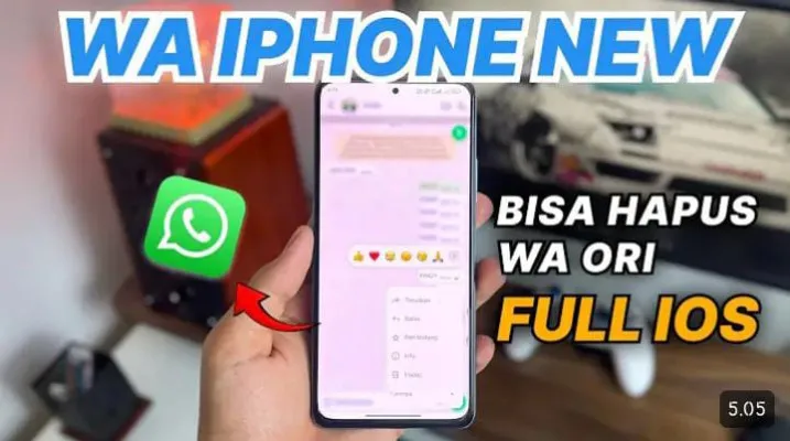 Cara ubah tampilan WhatsApp android menjadi WhatsApp iPhone. Tangkap layar/YouTube/Apps Trik