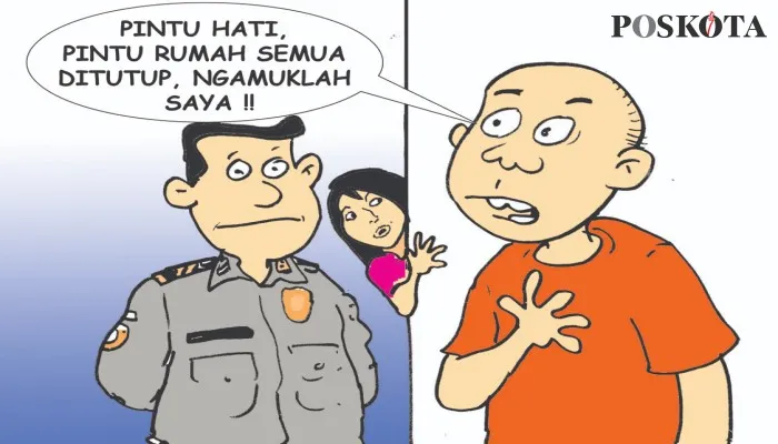 Kartun Nah Ini Dia: Pintu dan Hati Sudah Tertutup Ngamuk di Rumah Bekas Mertua. (kartunis: poskota/ucha)