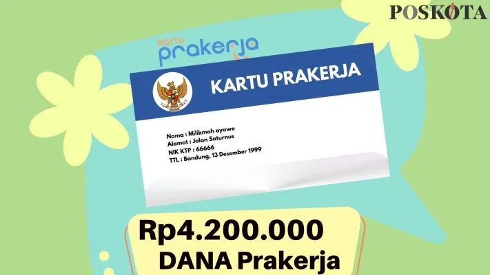 Saldo DANA Rp4.200.000 dari Insentif Pemerintah Bantuan BLT Prakerja, Daftarkan NIK KK dan KTP. (Poskota/Syarif Pulloh Anwari)