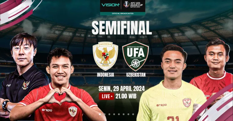 KLIK LINK LIVE STREAMING Timnas Indonesia vs Uzbekistan Piala Asia U-23 Hari Ini Pukul 21.00 WIB dari RCTI (Visionplus.id)