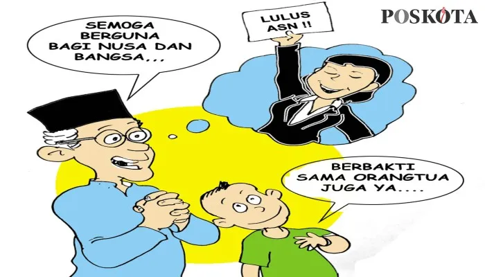 Karikatur Sental-Sentil: ASN yang Profesional dan Bermoral. (karikaturis: poskota/ucha)