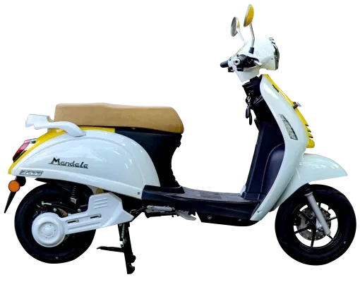 Volta Mandala menonjol sebagai salah satu motor listrik dengan kombinasi sempurna antara desain klasik ala Vespa Matic dan efisiensi biaya yang ramah di kantong.(Foto: https://voltaindonesia.com/models/detail?type=mandala)