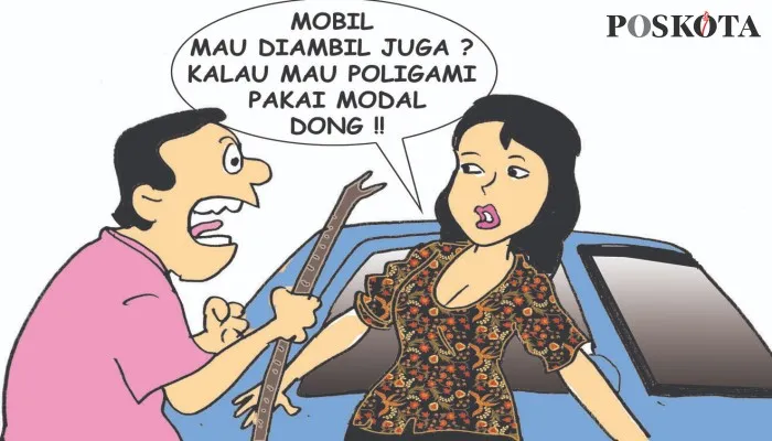 Kartun Nah Ini Dia: Istri Muda Meminta Mobil, Mobil Istri Tua Diberikan. (kartunis: poskota/ucha)