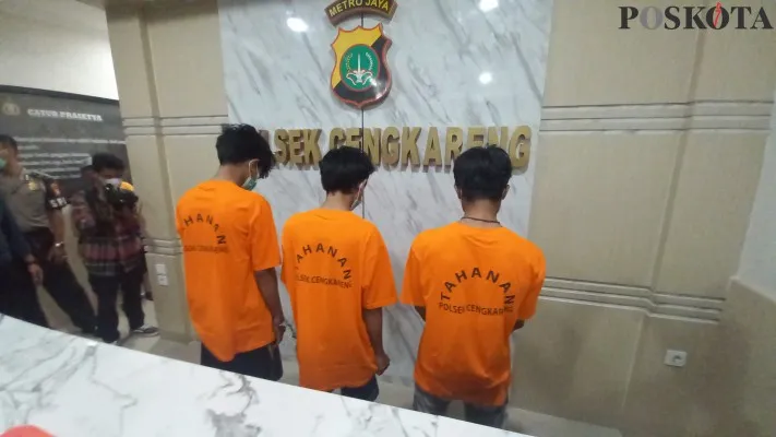 Tiga tersangka curanmor di Cengkareng yang ditangkap polisi. (Pandi)