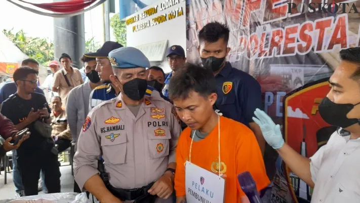 Polresta Bogor menangkap pelaku pembunuhan di Tol Jagorawi, Bogor. (foto: panca)