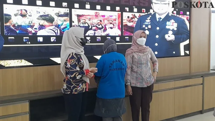 SAN Ditetapkan sebagai tersangka di Polres Bogor. (panca)
